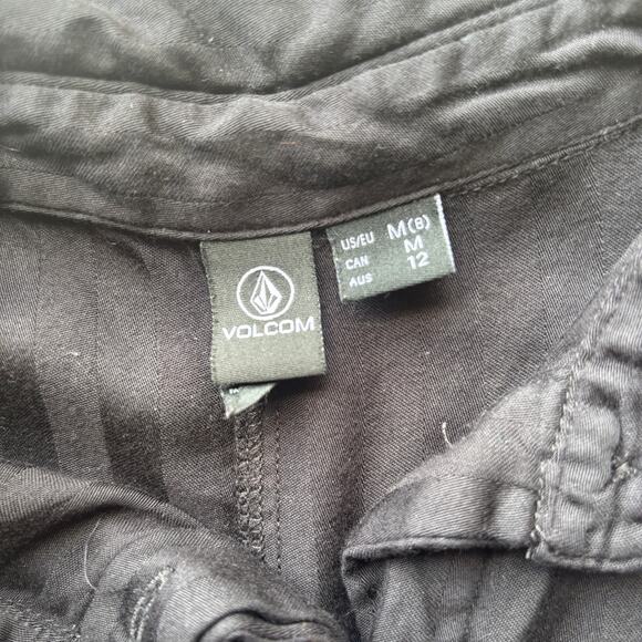 Volcom Romper Long Sleeve Women's M Black Striped One Piece Collared Jumpsuit - Picture 2 of 14